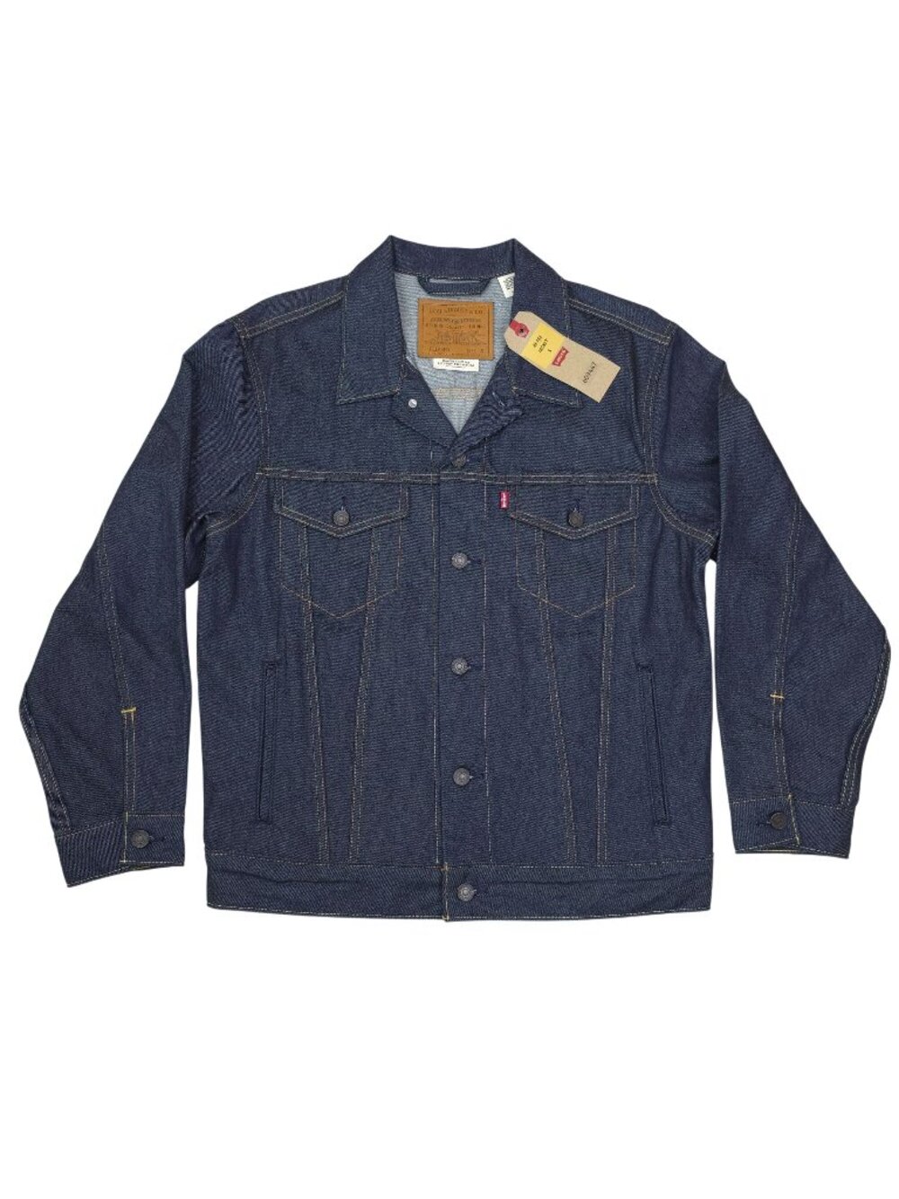 Levis Premium Mens Denim Trucker Jacket Size S Irregular Dark Wash Relaxed
